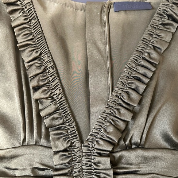 Y2K Burberry Prorsum Olive Green Ruched Blouse - Picture 4 of 16